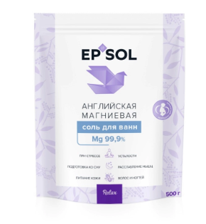 Epsol relax соль для ванн английская магниевая, соль для ванн, 500 г, 1 шт.