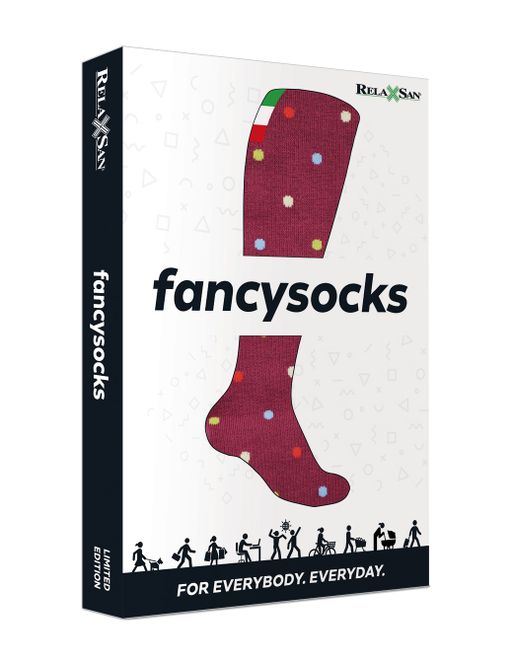 Relaxsan Fancy Cotton Socks Гольфы с хлопком 1 класс компрессии унисекс, р. 4, арт. 820 Fancy (18-22 mm Hg), бордо-горох, пара, 1 шт.