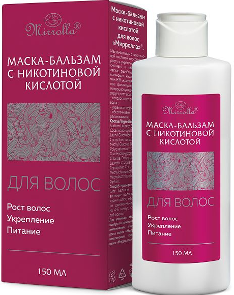 фото упаковки Mirrolla Маска-бальзам с никотиновой кислотой для волос