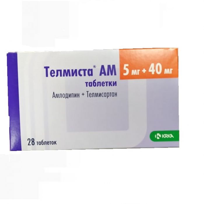 Телмиста АМ, 5 мг+40 мг, таблетки, 28 шт.  по цене от 355 руб. в .