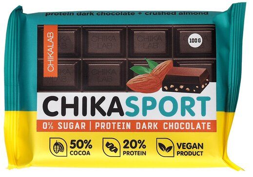 фото упаковки Chikalab chikasport Шоколад протеиновый темный без сахара
