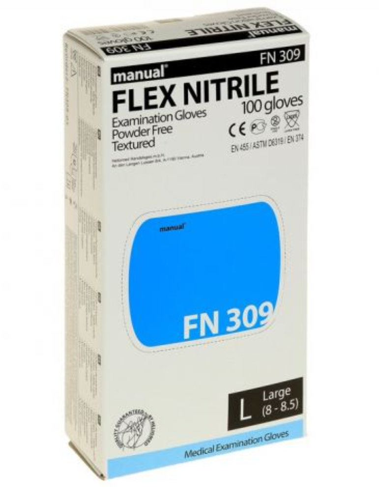 фото упаковки Перчатки смотровые нитриловые неопудреные Manual FN309