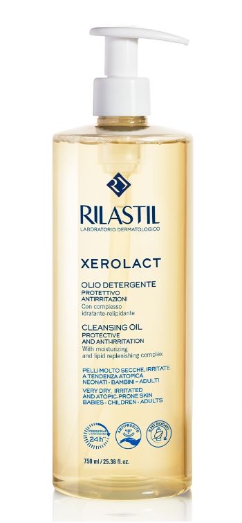 фото упаковки Rilastil Xerolact Защитное и успокаивающее масло для очищения