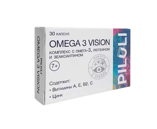 фото упаковки Piluli Omega 3 Vision комплекс с Омега 3, лютеином и зеаксантином