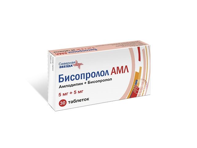 Бисопролол АМЛ, 5 мг+5 мг, таблетки, 30 шт.  по выгодной цене в .