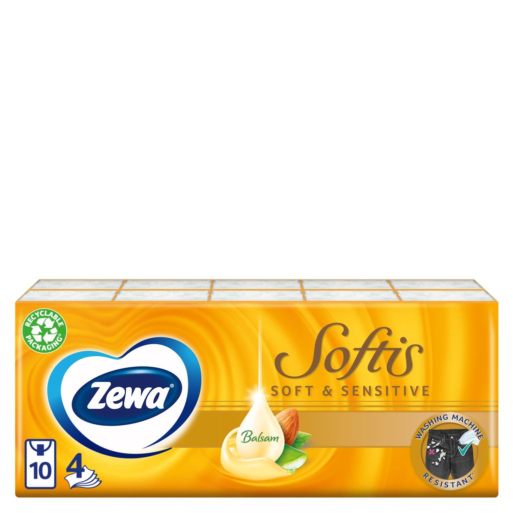 фото упаковки Zewa Softis Soft&Sensitive платки носовые бумажные