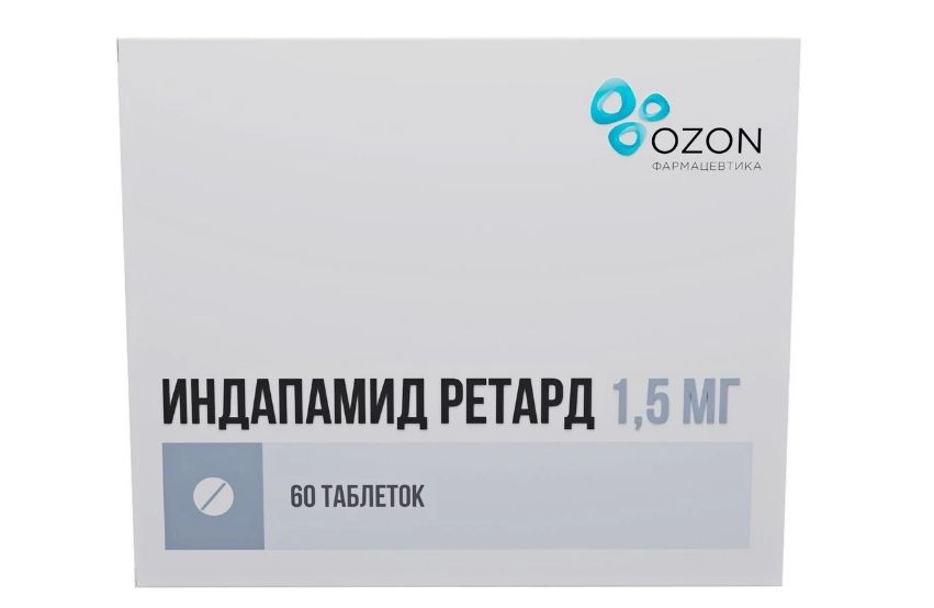 Индапамид ретард, 1.5 мг, таблетки с пролонгированным высвобождением, покрытые пленочной оболочкой, 60 шт. купить по цене от 165 руб в Москве, заказать с доставкой в аптеку, инструкция по применению, отзывы, аналоги, Озон