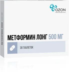 Метформин лонг, 500 мг, таблетки пролонгированного действия, покрытые пленочной оболочкой, 30 шт.