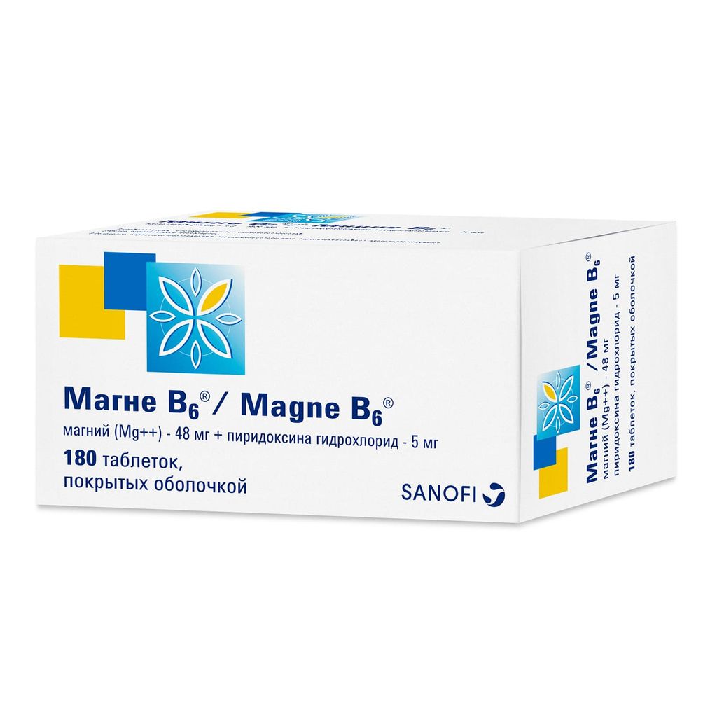 Магне B6, таблетки, покрытые пленочной оболочкой, 180 шт.  по .