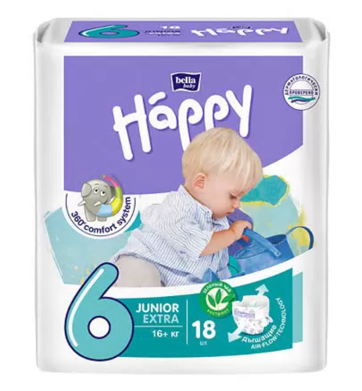 фото упаковки Bella Baby Happy Junior Extra 6 Подгузники детские