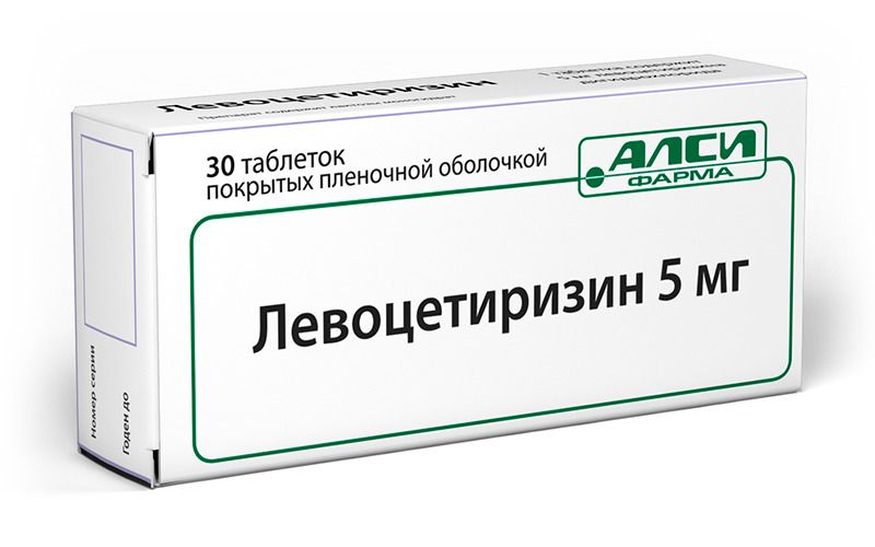 Левоцетиризин, 5 мг, таблетки, покрытые пленочной оболочкой, 30 шт .