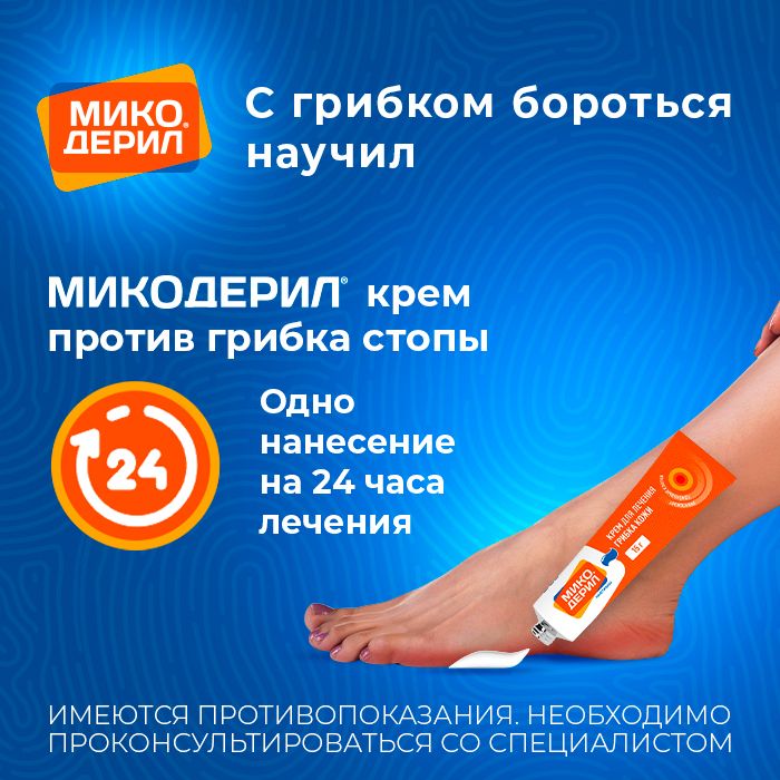 Микодерил, 1%, крем для наружного применения, от грибка ногтей, 15 г, 1 шт.