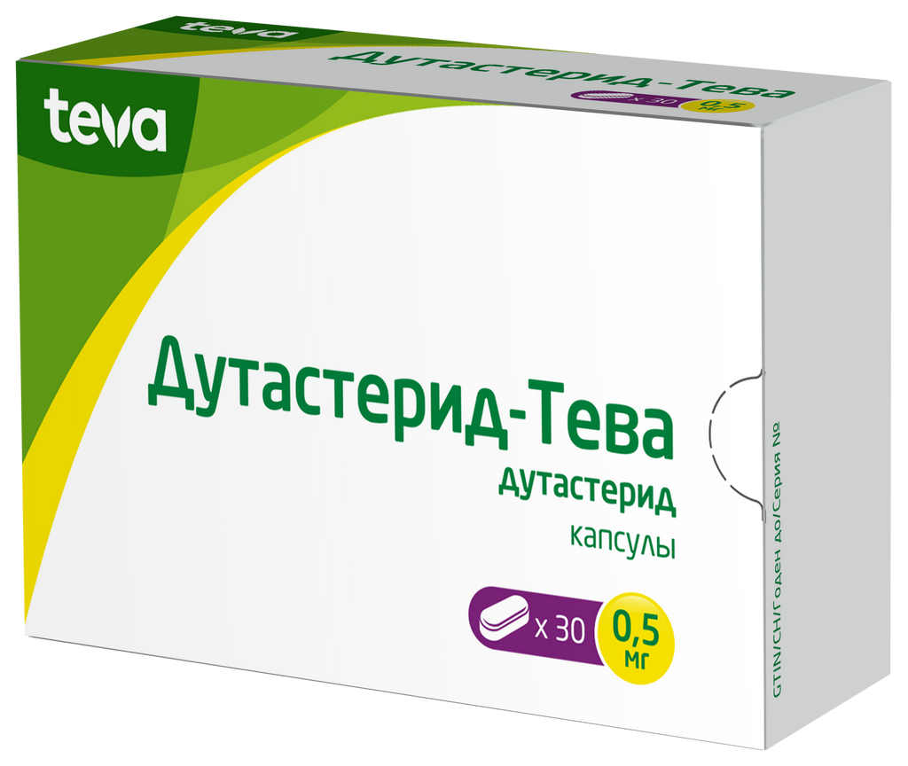 Дутастерид-Тева, 0.5 мг, капсулы, 30 шт. купить по цене от 1800 руб в Дубне, заказать с доставкой в аптеку, инструкция по применению, отзывы, аналоги, Teva