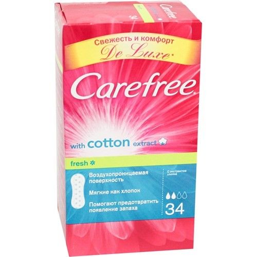 фото упаковки Carefree with Cotton Extract салфетки женские гигиенические с экстрактом хлопка