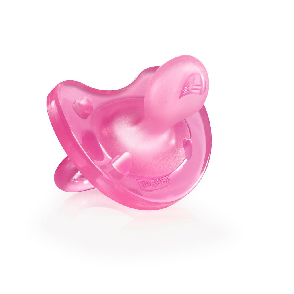 Chicco Physio Soft Пустышка силиконовая ортодонтическая, для детей с 6 месяцев, розового цвета, 1 шт.