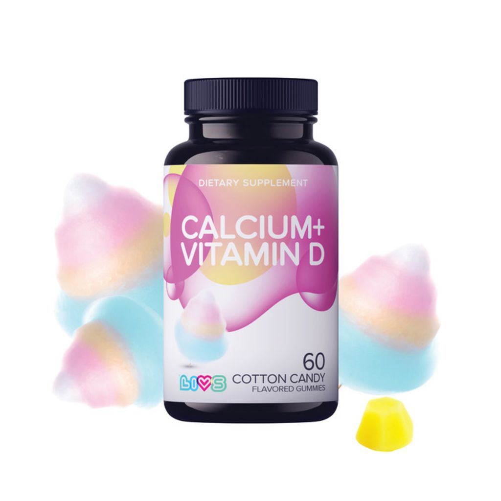 LIVS Кальций + Витамин Д3, пектиновые мармеладные пастилки, со вкусом сахарной ваты, 60 шт.
