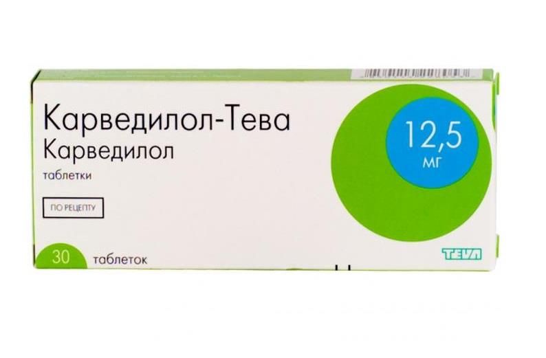 Карведилол-Тева, 12.5 мг, таблетки, 30 шт.  , инструкция .