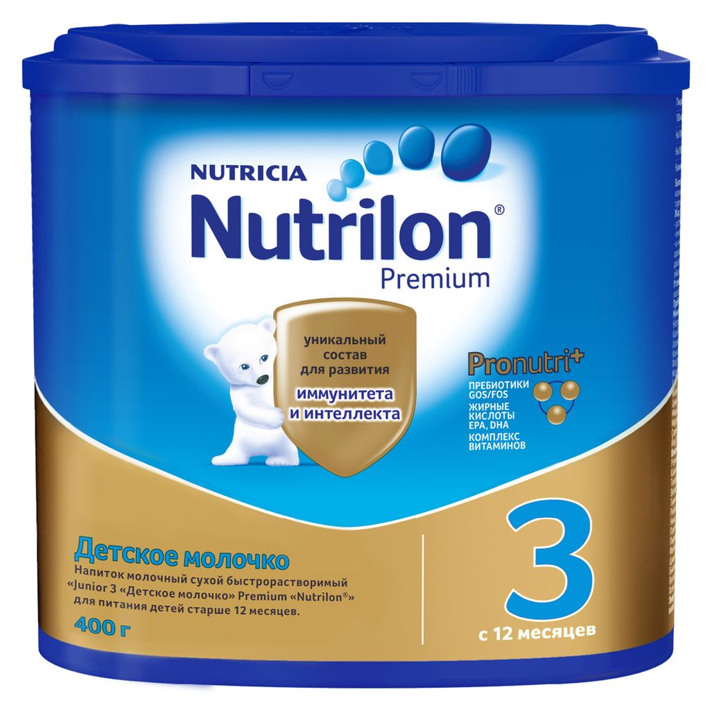 Nutrilon 3 Junior Premium Детское молочко, смесь молочная сухая, 400 г, 1 шт.