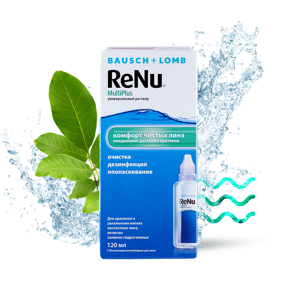 ReNu Multi Plus, раствор для обработки и хранения мягких контактных линз, 120 мл, 1 шт.