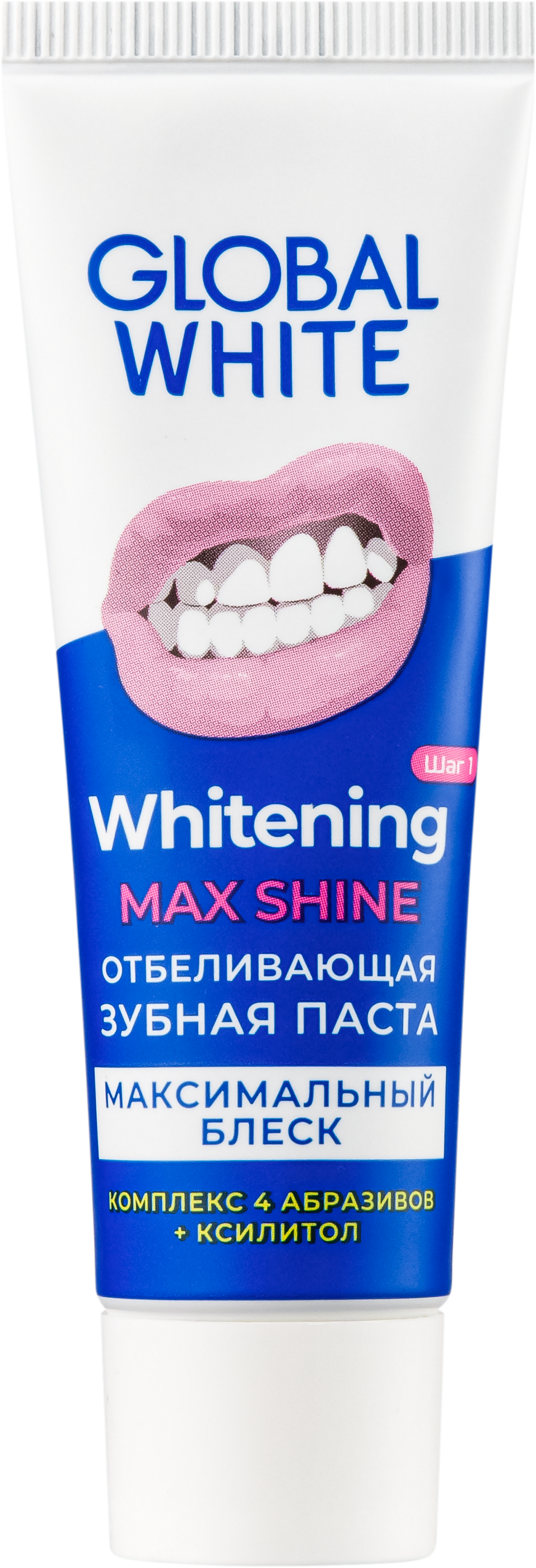 фото упаковки Global White зубная паста отбеливающая Максимальный блеск