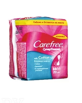 фото упаковки Carefree with cotton feel fresh салфетки женские гигиенические супертонкие