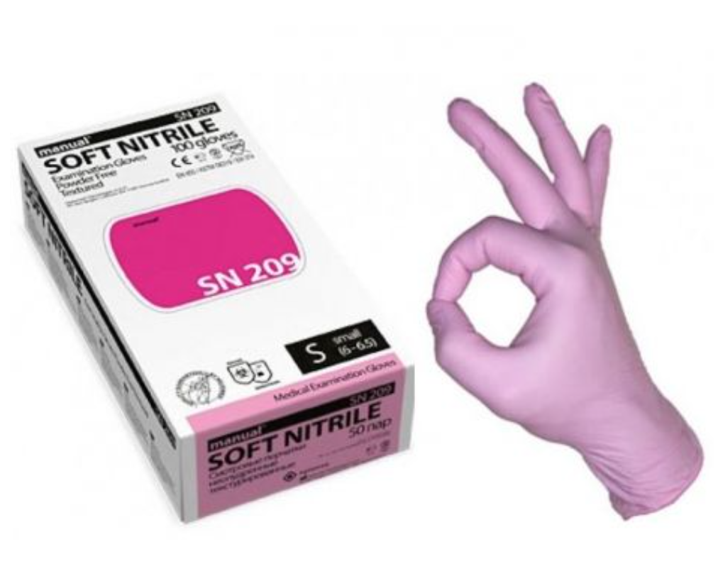 фото упаковки Перчатки смотровые нитриловые Manual SN 209 неопудренные