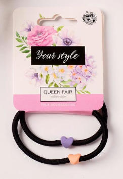 фото упаковки Queen fair резинка для волос анет сердце микс