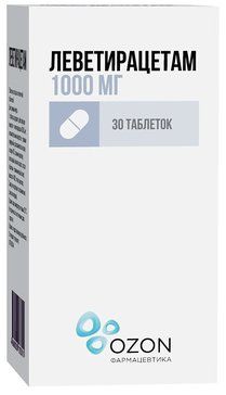 Леветирацетам, 1000 мг, таблетки, покрытые пленочной оболочкой, 30 шт.