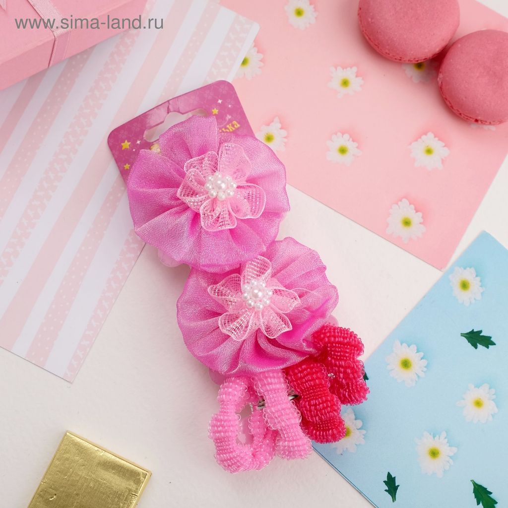 фото упаковки Выбражулька резинка для волос кружево объемный цветок розовый