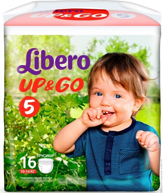 Подгузники-трусики детские Libero Up&Go, 10-14 кг, р. 5, 16 шт.
