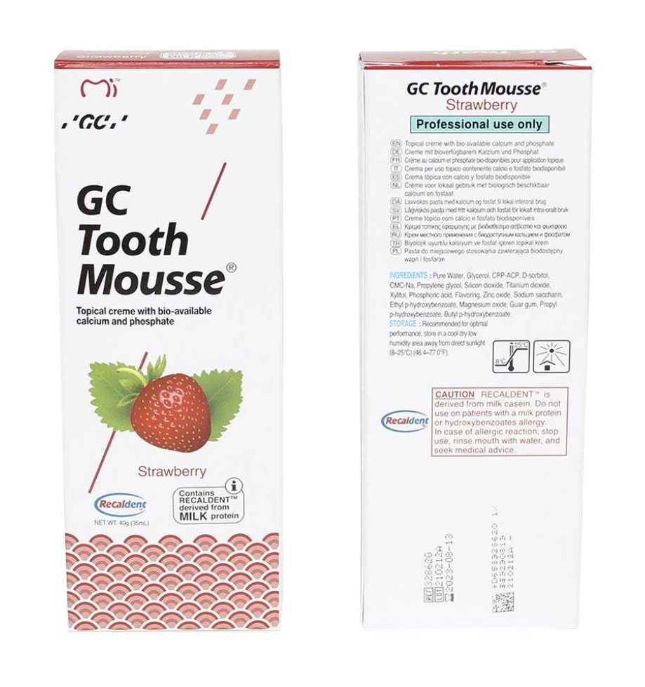 GC Tooth Mousse Зубной гель для восстановления и укрепления эмали, гель, клубника, 40 г, 1 шт.