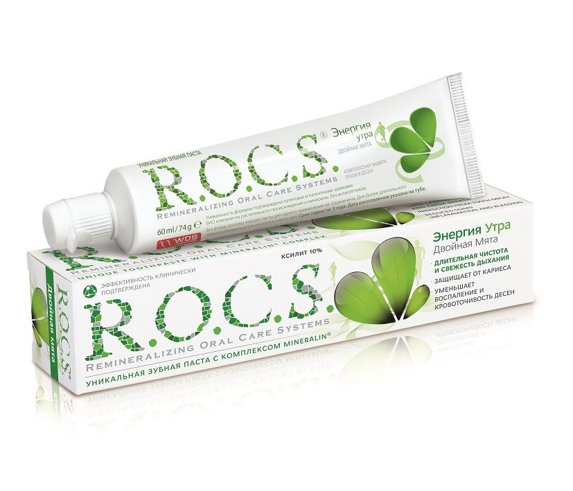 фото упаковки ROCS Зубная паста Энергия утра Двойная мята