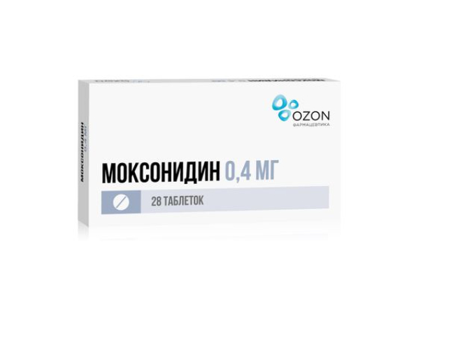 Моксонидин, 0.4 мг, таблетки, покрытые пленочной оболочкой, 28 шт.