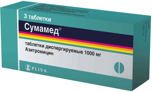 Сумамед, 1000 мг, таблетки диспергируемые, 3 шт.