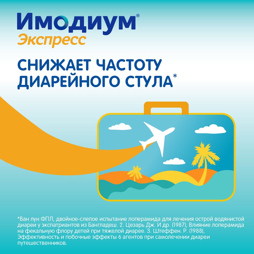 Имодиум Экспресс, 2 мг, таблетки лиофилизированные, 6 шт.