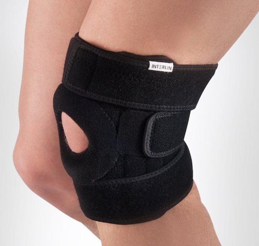 Интерлин Бандаж на коленный сустав SportSupport SO K01, универсальный, черного цвета, с силиконовым кольцом, 1 шт.