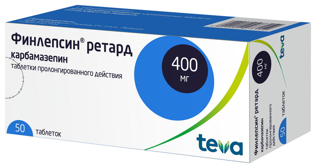 Финлепсин ретард, 400 мг, таблетки пролонгированного действия, 50 шт .