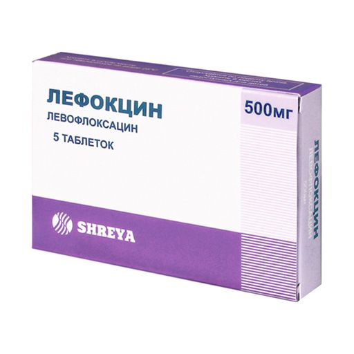 Лефокцин, 500 мг, таблетки, покрытые пленочной оболочкой, 5 шт.  .