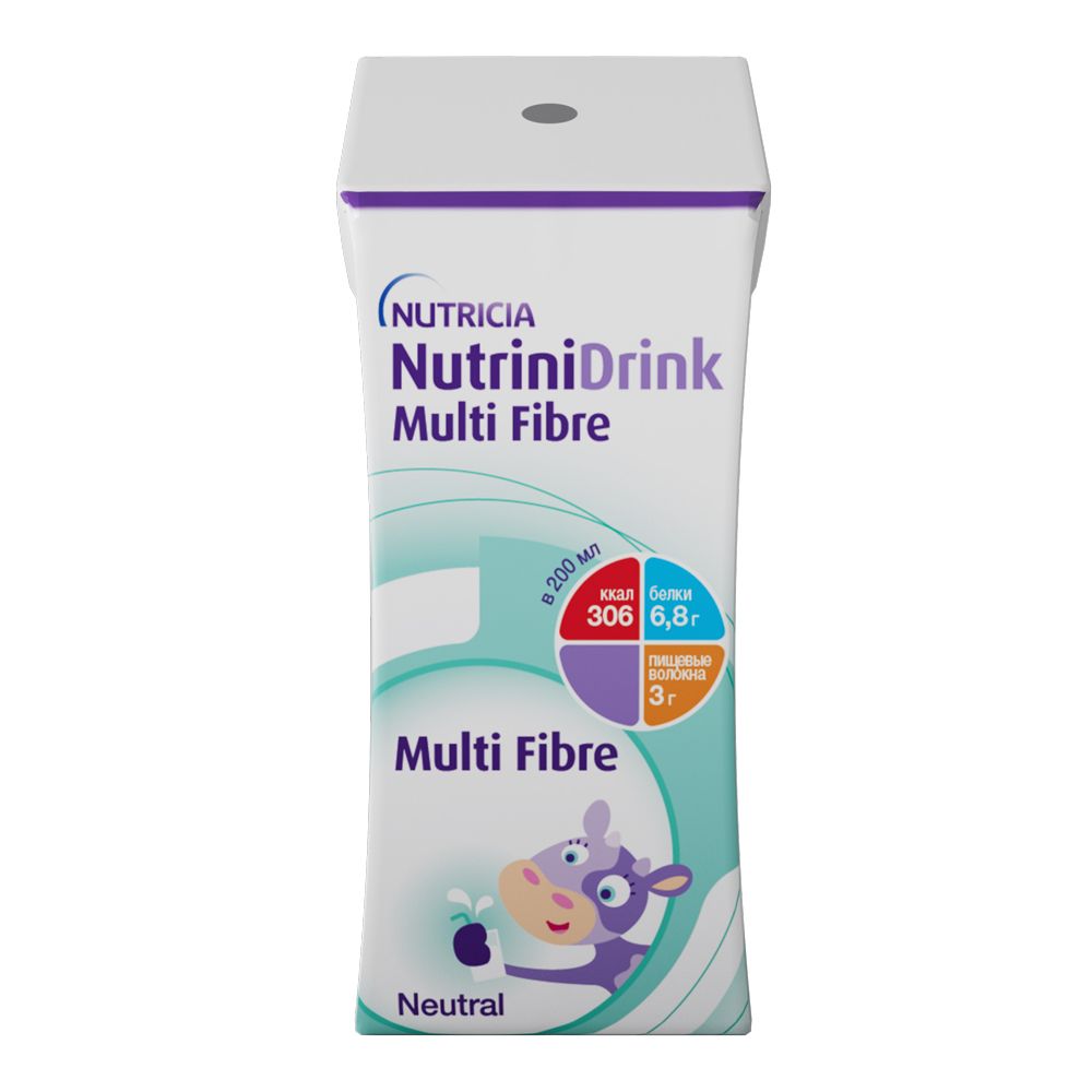 Nutrinidrink Multi Fibre с пищевыми волокнами, жидкость для приема внутрь,  с нейтральным вкусом, 200 мл, 1 шт. купить по цене от 271 руб в Москве,  заказать с доставкой в аптеку, инструкция по