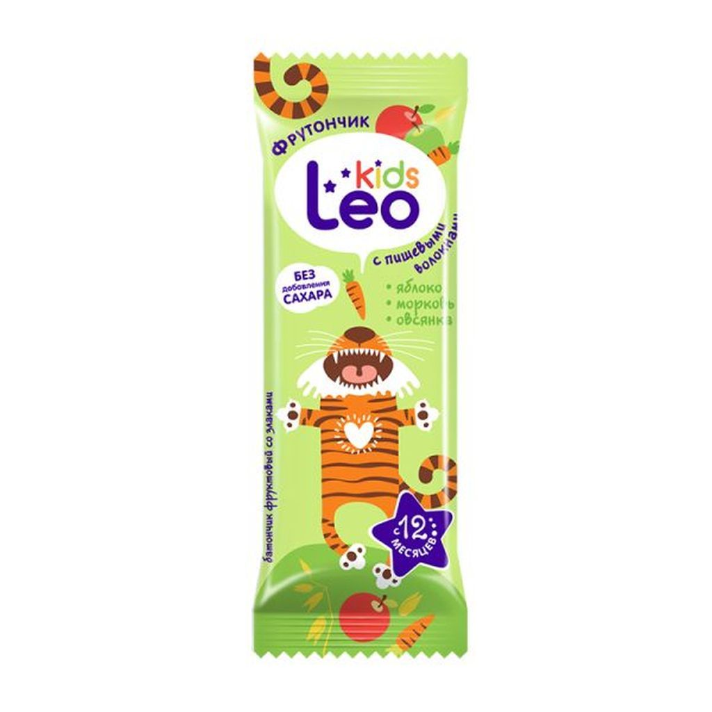 Леовит Leo Kids Фрутончик батончик фруктовый со злаками, яблоко морковь  овсянка, 20 г, 1 шт. купить по выгодной цене в Москве, заказать с доставкой  в аптеку, инструкция по применению, отзывы, аналоги, Леовит нутрио