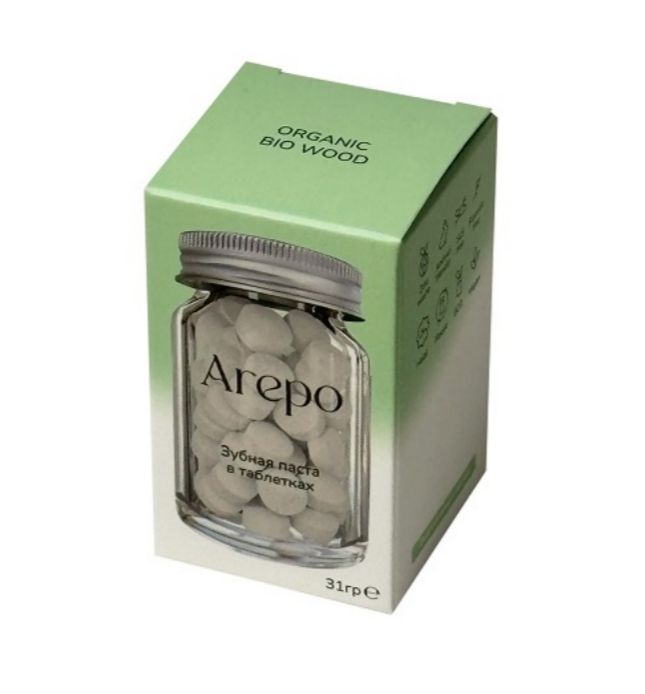 фото упаковки Arepo Паста зубная в таблетках Organic bio wood