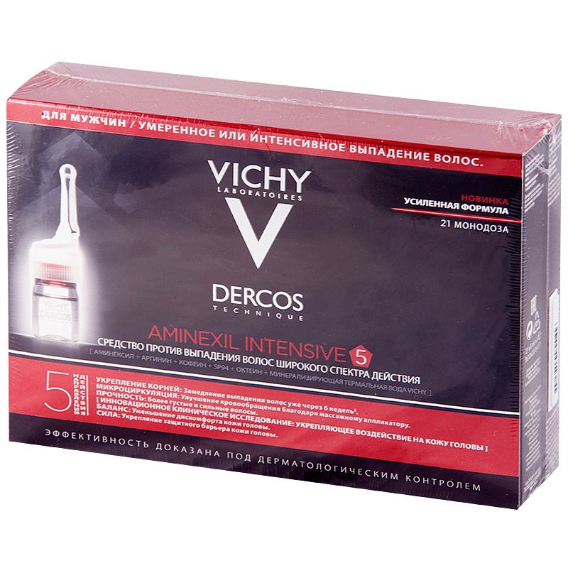 фото упаковки Vichy Dercos Aminexil Intensive 5 средство против выпадения волос для мужчин