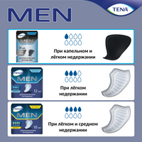 Tena Men вкладыши урологические уровень 3, прокладки урологические, 5 капель, 8 шт.