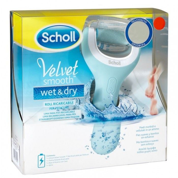 фото упаковки Scholl Velvet Smooth Wet&Dry электрическая роликовая водонепроницаемая пилка