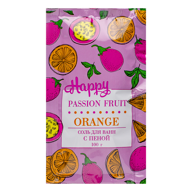 фото упаковки Happy Соль для ванн с пеной Апельсин и маракуйя