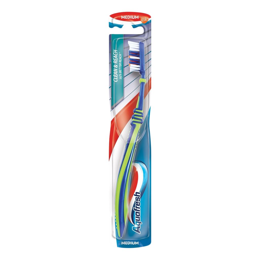 Aquafresh Clean&Reach Зубная щетка, щетка зубная, средней жесткости, 1 шт.