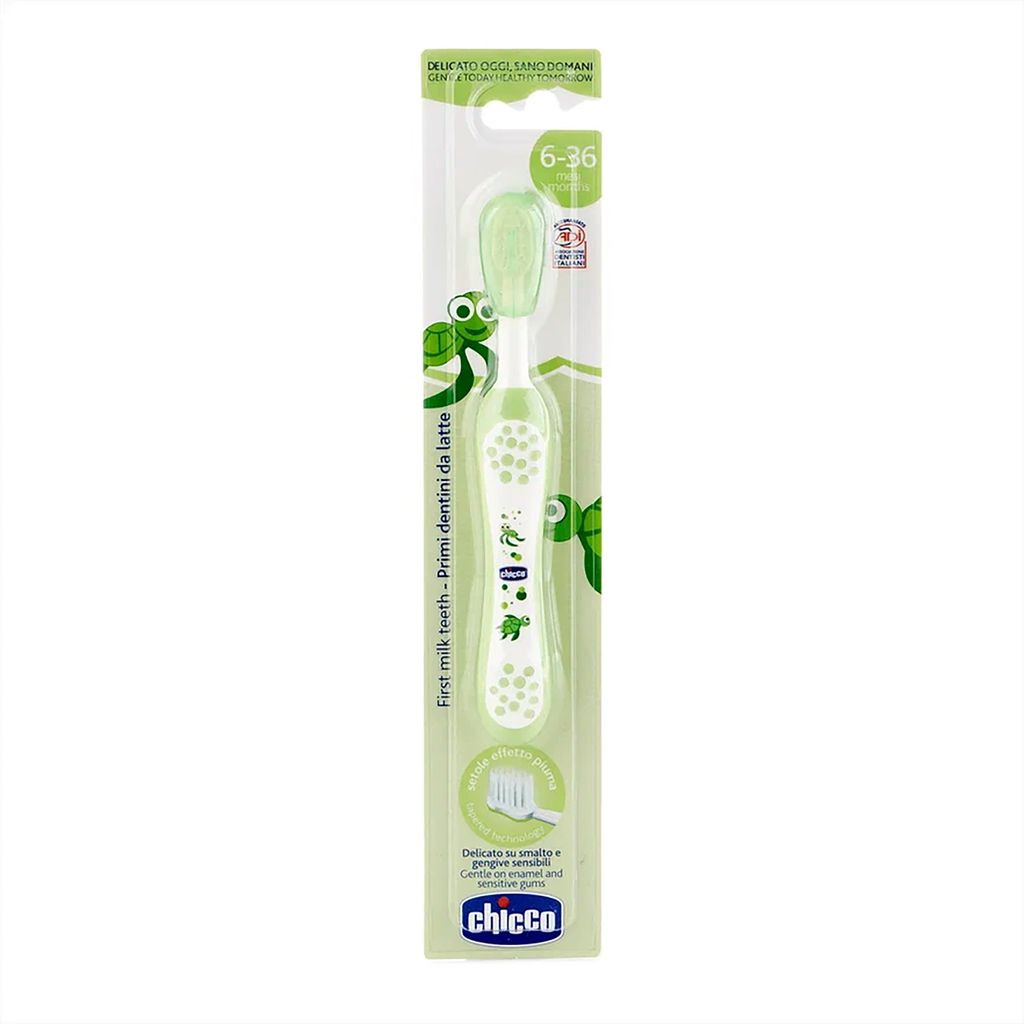 Chicco Щетка зубная для детей мягкая, для детей с 6 до 36 месяцев, щетка зубная, зеленая, 1 шт.