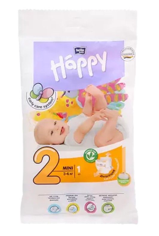 Bella Baby Happy Mini Подгузники детские, р. 2, 3-6кг, 1 шт. купить по цене  от 77 руб в Москве, заказать с доставкой в аптеку, инструкция по  применению, отзывы, аналоги, TZMO