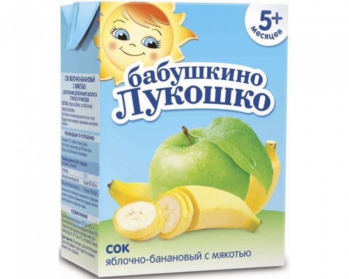 фото упаковки Бабушкино Лукошко Сок яблоко банан с мякотью