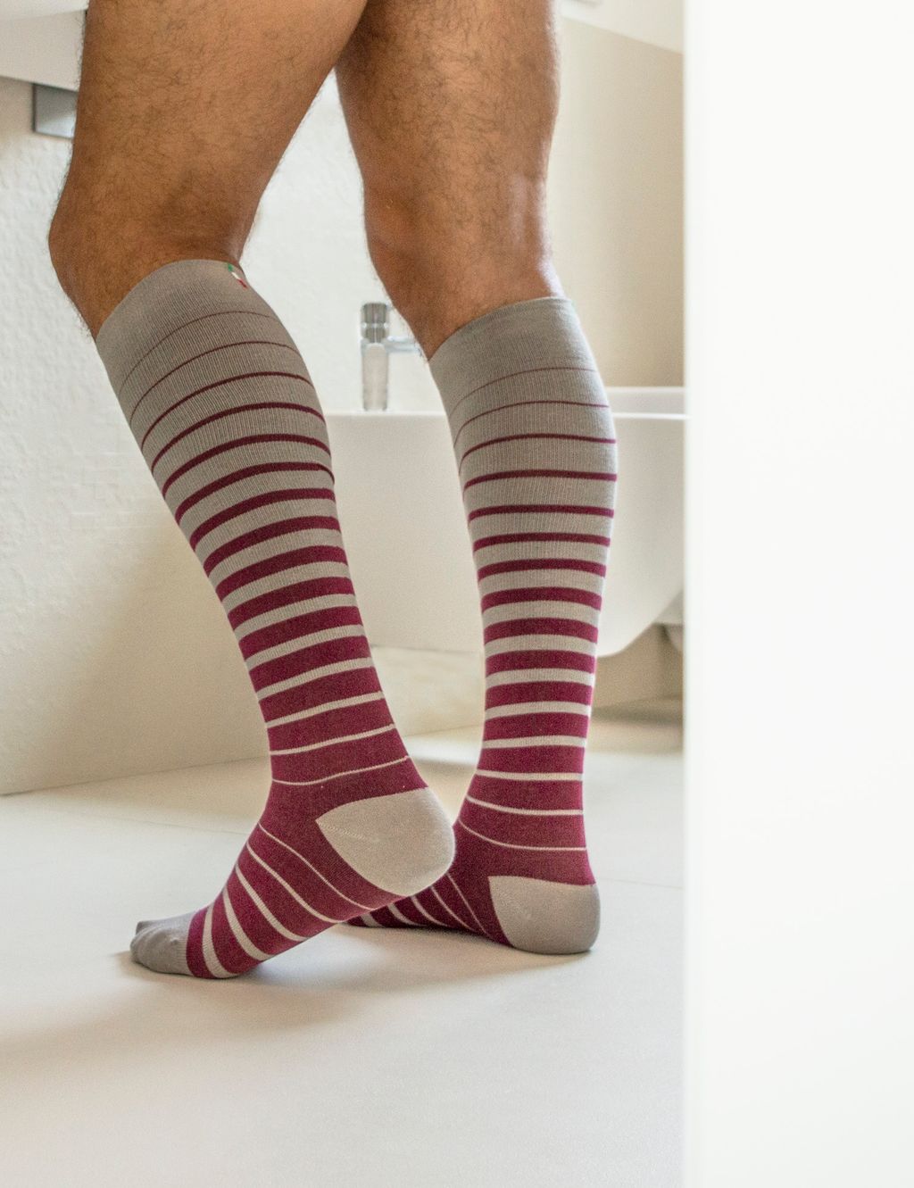 Relaxsan Fancy Cotton Socks Гольфы с хлопком 1 класс компрессии унисекс, р. 4, арт. 820 Fancy (18-22 mm Hg), бордо-полоски, пара, 1 шт.